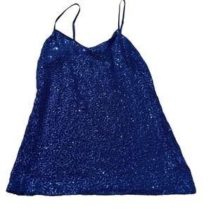Express Small Blue Sequin Tank Top New Sparkly Party Club Holiday